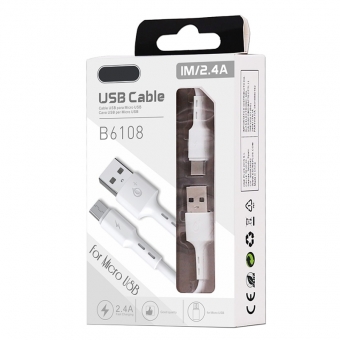Kabelis OnePlus USB-micro USB 1m 2.4A balts 