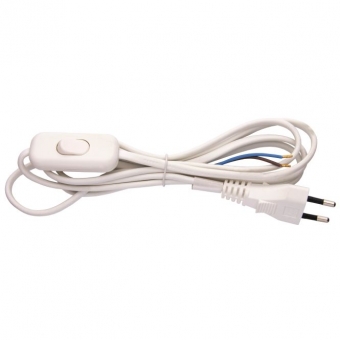 Flat cable 2 m. 2x0.75 mm. with switch (white) 